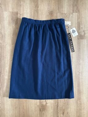 Vintage Wool Skirt Women’s 15/16 Navy Blue